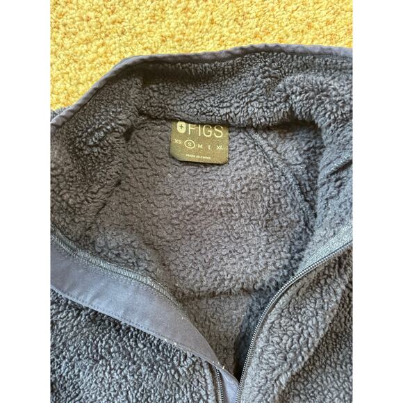 FIGS BAFIA Varsity Sherpa Fleece Jacket; Size Small; Full Zip; Navy Blue Scrubs - Picture 8 of 13